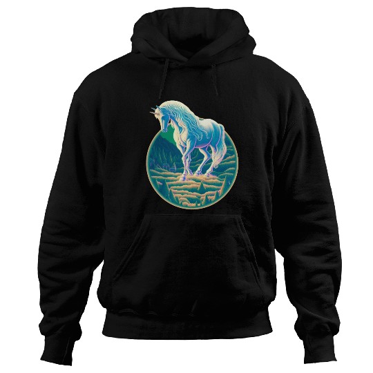 Unicorn in Mountain Landscape Hoodies