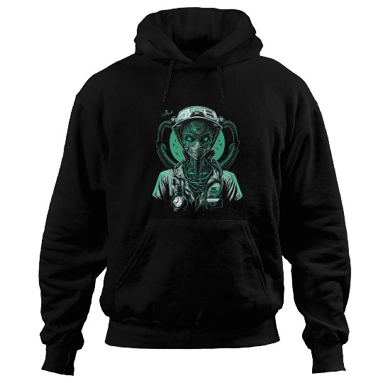 Alien Nurse Stethoscope Syringe UFO Hoodies