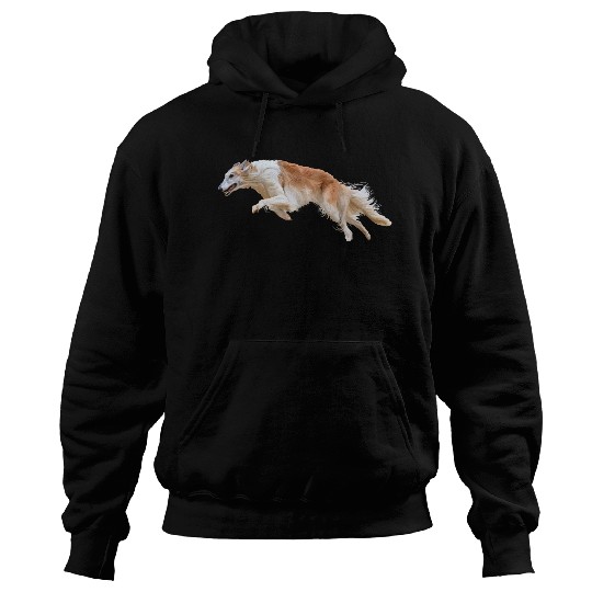 Running White and Tan Borzoi Dog Hoodies