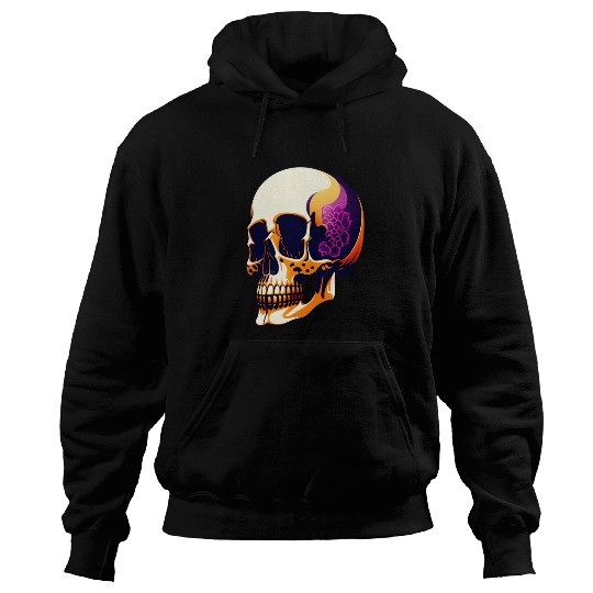 Skull Head With Flowers On The Ears Hoodies