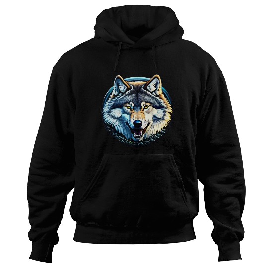 A fierce wolf howling at the moon Hoodies