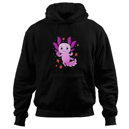 Pastel Gothic Aesthetic Axolotl Strawberry Milk Hoodies