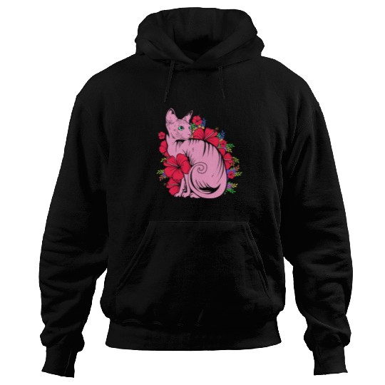 Cat Owner Pet Kitten Sphynx Cat With Flowers Hoodies