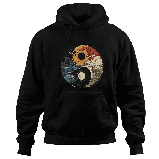 Sun and moon yin yang Hoodies