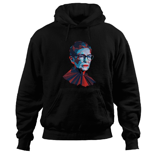 Ruth Bader Ginsburg low polygon design red blue Hoodies