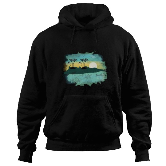 Beach Sunset Watercolor Design Sublimation Art 2 Hoodies