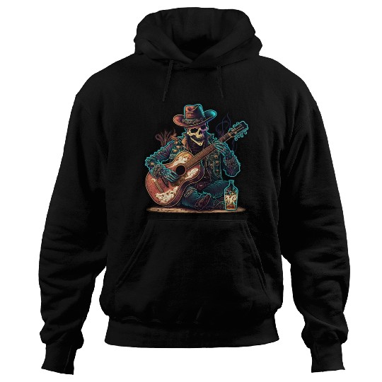 cowboy skeleton play guitar Hoodies