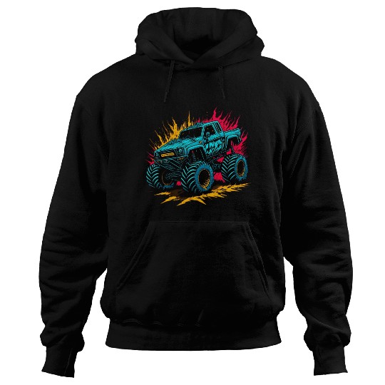abstract monster truck blue Hoodies
