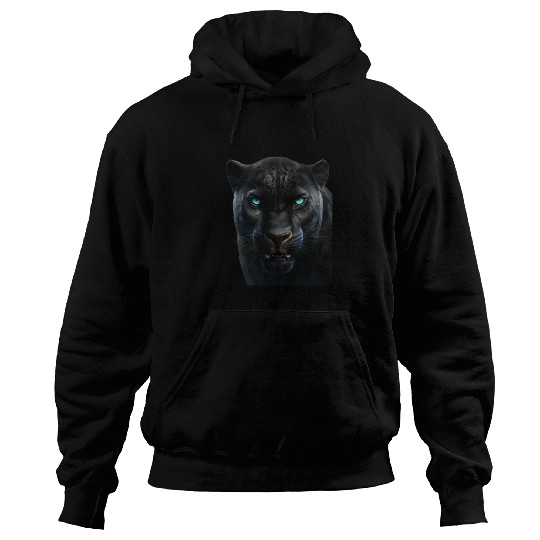 Black panther with blue eyes design wild animal Hoodies