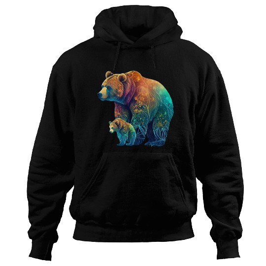 Mother Bear and Cub Sublimation Graphic Wild 1 Hoodies