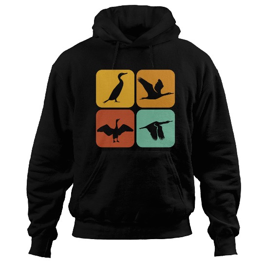 Retro Cormorant Birds I Aesthetic I Cormorant Bird Hoodies