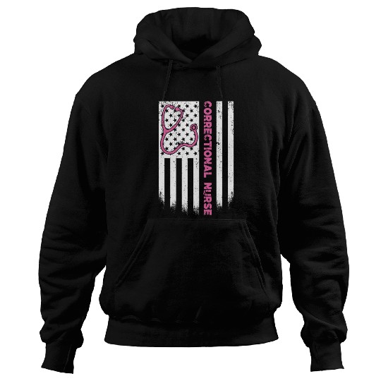 Correctional Nurse American flag US Stethoscope Hoodies
