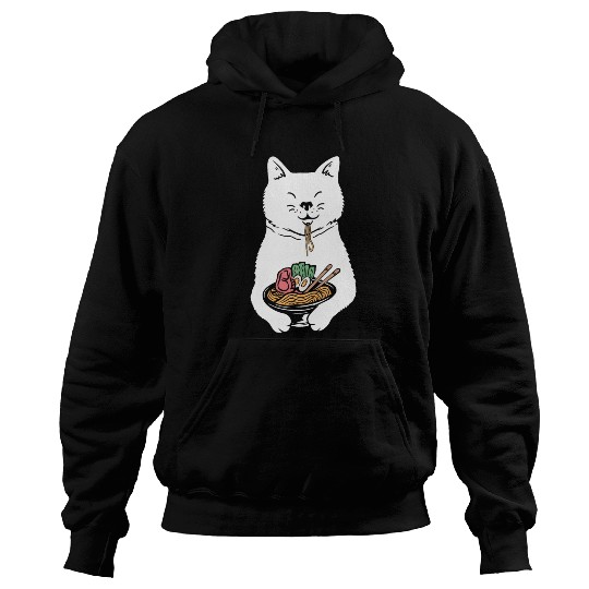 Cute Cat Eating Ramen Hoodies