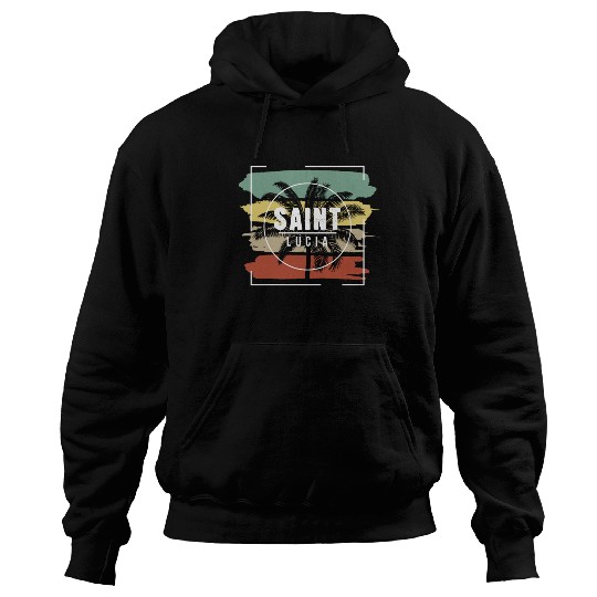 Saint Lucia Artistic Palm Tree Retro Hoodies