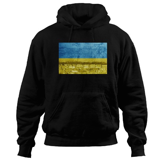Brick wall with Ukraine flag Hoodies