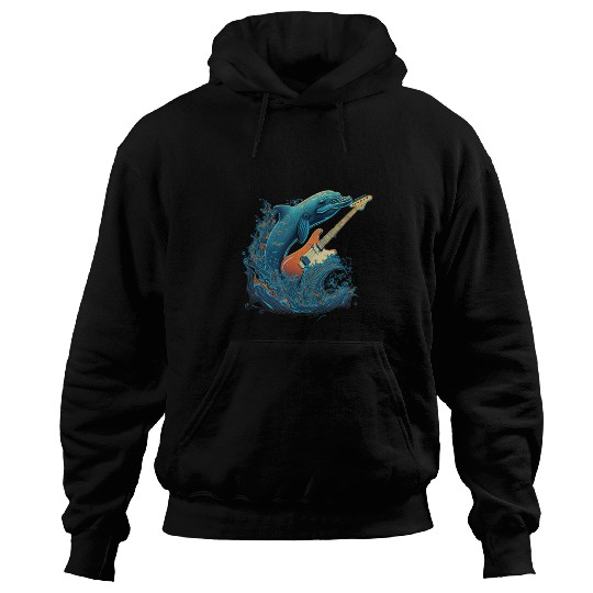Dolphin Playing Electric Guitar Rock Hoodies