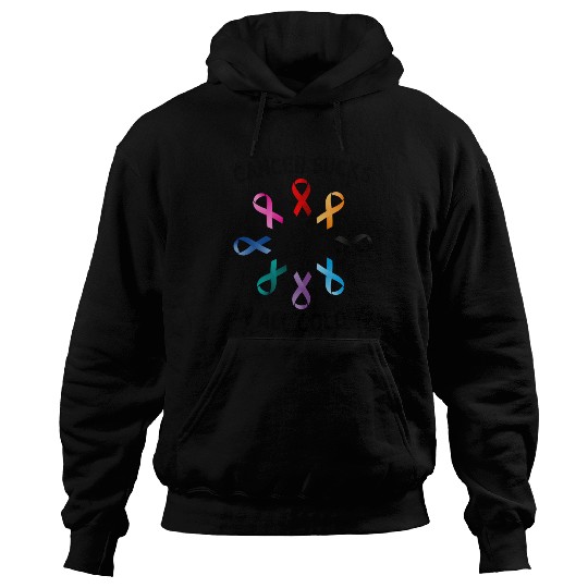 Cancer Sucks In All Colors Cancer Awareness Ribbon Hoodies