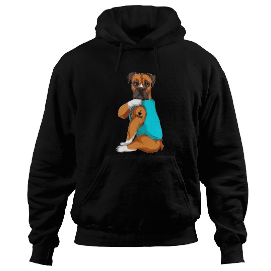 Boxer I Love Mom Tattoo Apparel Dog Mom Gifts Hoodies