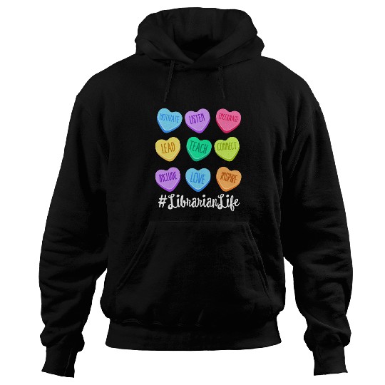 Librarian Life Teacher Valentines Day Pastel Candy Hoodies