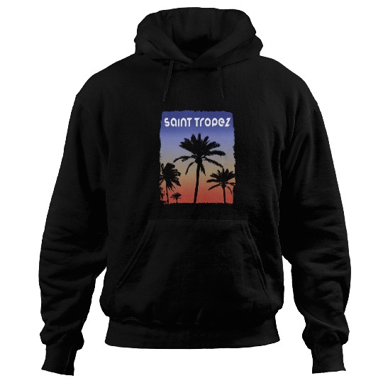 Saint Tropez Sunset Vacation Souvenir Palm Tree Hoodies
