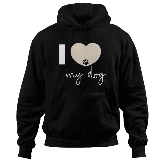 I Love My Dog Beige Heart Hoodies