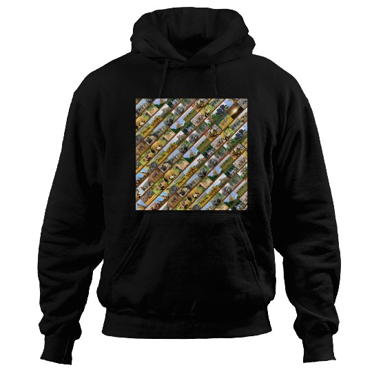 Wildlife Stripe Brown Collage Hoodies
