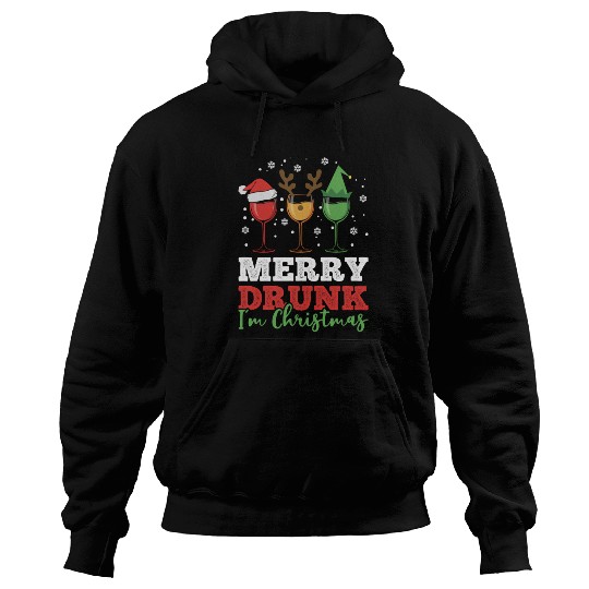 Wine Drinking Pajama Merry Drunk I'M Hoodies