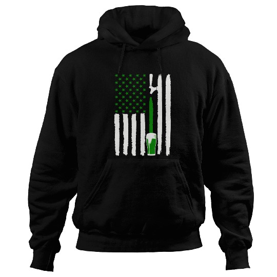 Green St PatricDay Beer American Flag Patriotic Ir Hoodies