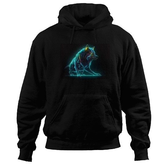 Neon Moon Wolf Hoodies