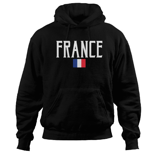 France Flag White Text Hoodies