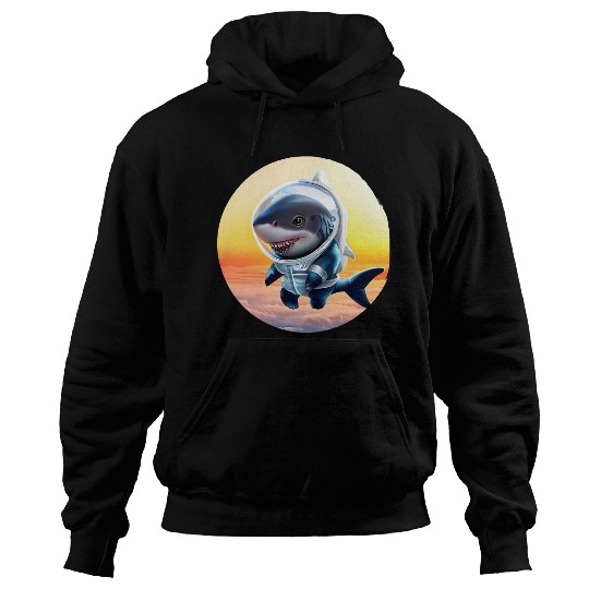Shark astronaut at sunset Hoodies