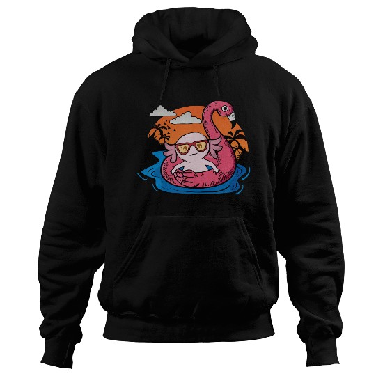 Axolotl Gift Women Swimming Pool Flamingo Axolotl Hoodies