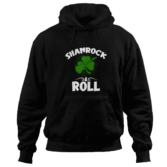Shamrock Rock And Roll Guitar St Patrick'S Day Hoodies