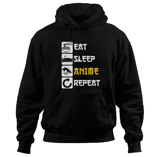 Eat Sleep Anime Repeat Manga Japan Saying Cosplay Hoodies
