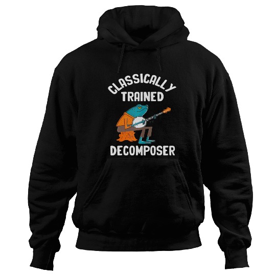 Classically Trained Decomposer Funny Frog Playing Hoodies