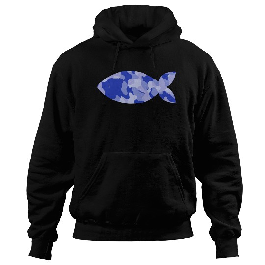 Fish blue camo Hoodies