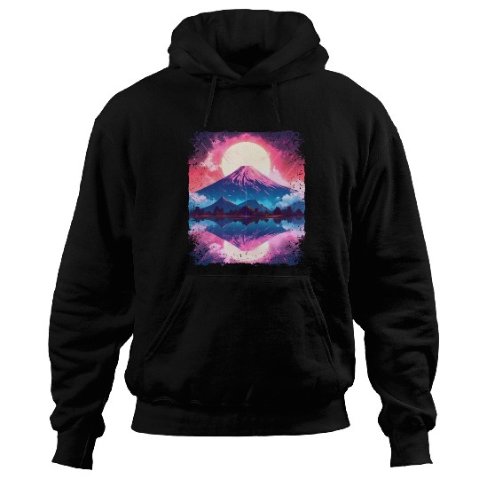 Mount Fuji Vaporwave Aesthetic Japan Sight Volcano Hoodies