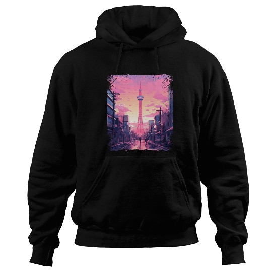 Aesthetic Vaporwave Skytree Tokyo Japanese Sight Hoodies