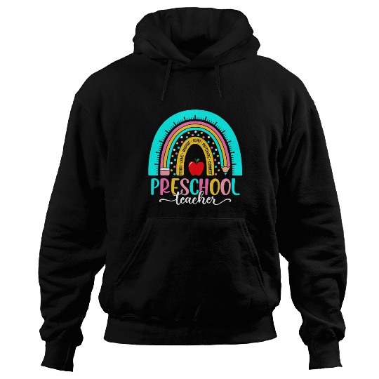 Back To School Preschool Teacher Leopard Rainbow Hoodies