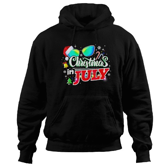 Christmas In July Santa Hat Sunglasses Summer Hoodies