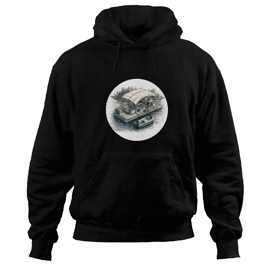 Pontoon boat illustration gifts for boat owners Hoodies