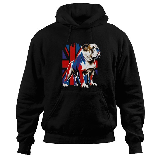 British Bulldog With Union Jack Flag King Charles Hoodies