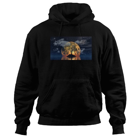 spooky tree against big moon Hoodies