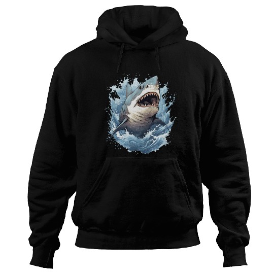 Captivating Shark Depiction Hoodies
