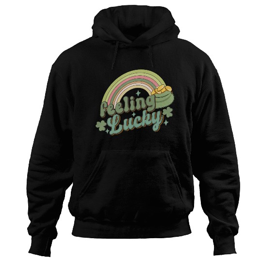 Feeling Lucky Saint Patricks Day Rainbow quote Hoodies