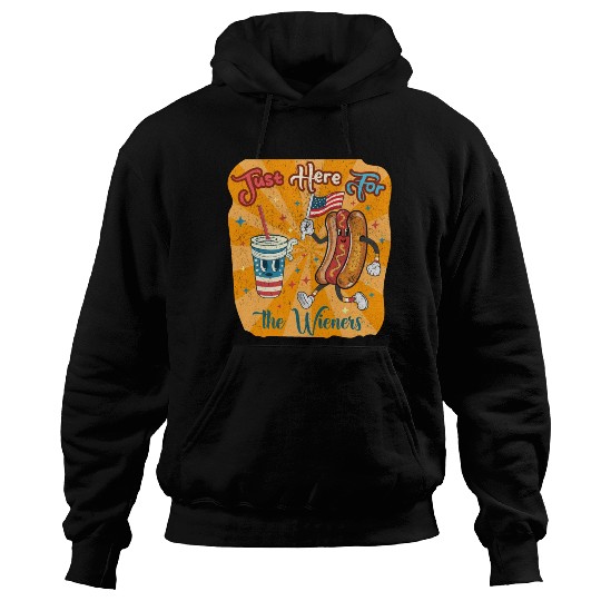 I'm Just Here For The Wieners Cartoon Hot Dog 4Th Hoodies