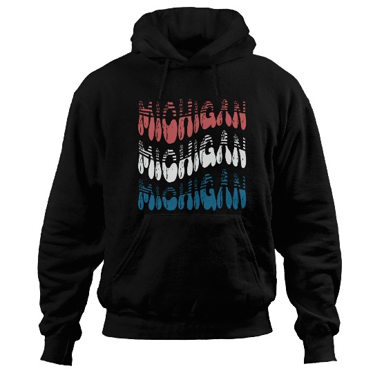 Michigan Red White Blue Cute Groovy Hoodies