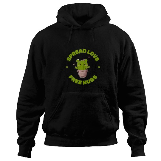 Spread Love Free Hugs Funny Cactus in a Pot Hoodies