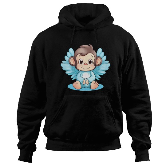 Monkey Chimpanzee Angel, Inspiring Animal Design Hoodies
