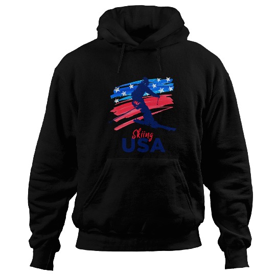 Skiing Usa Support The Team Usa Flag Ski Winter Hoodies